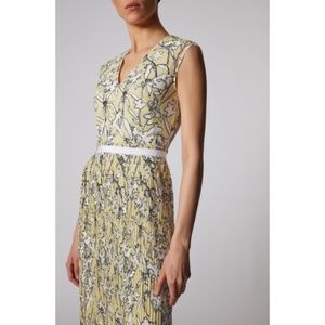 BOSS Hugo Boss Yellow Damune Floral Print Dress Pleated Skirt